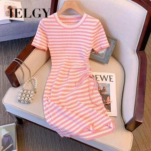 IELGY Womens Striped Knitted Dress Slim Fit Slim Hip Skirt
