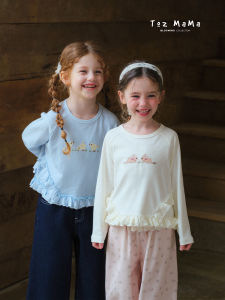 toz mama | Embroidered Lace Girl Long Sleeve T Shirt