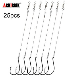 25pcs Saltwater Circle Hooks with Steel Wire Leader 10/0-1/0 Steel Circle Hook Rigs Circle Fishing Hooks Rig for Catfish Bass