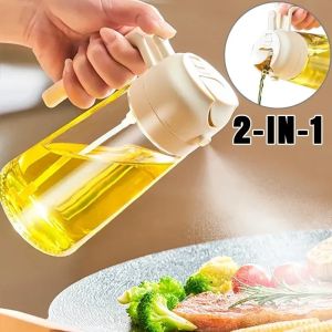2-in-1 Spray Bottle 470ml BBQ Glass Spray Bottle Leak-Proof Fine Mesh Nozzle Automatic Backflow Pouring Spout Multi-purpose Kitchen Cooking Tool