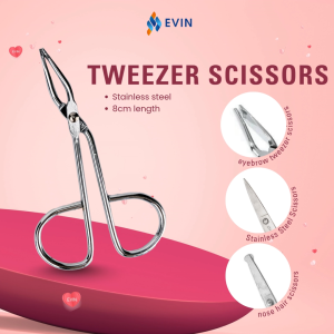 Stainless Steel Tweezer Scissors Beard Eyebrow Bang Trimming Tool 8cm Length