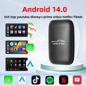 Hộp Giải Mã Đa Năng 3 Trong 1 Android Auto CarPlay AI Hộp Phát Trực Tuyến Trên Ô Tô Android 14 Chuyển Đổi Có Dây Sang Không Dây Cắm Là Chạy Phụ Kiện Ô Tô