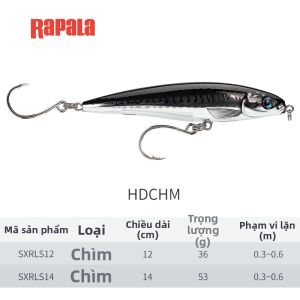 Rapala | Mồi câu lặn Crankbait dùng cho câu kéo phù hợp với nước ngọt và nước mặn