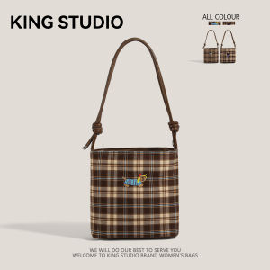 Large Capacity Plaid Sausage Dog Pattern Shoulder Bag Womens Tote Bucket Bag Commuter Bag Casual College Style Handbag