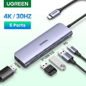 UGREEN 5-in-1 Type C to HDMI HUB with 4K 30hz HDMI USB 3.0 Card Reader for Thinkpad T14 MacBook M3 Pro M3 Max SAMSUNG S26 S25 Ultra iPad pro 2021 MacBook m3 m2 m4 m1 iPad Air 4 2020 MacBook Pro 2020