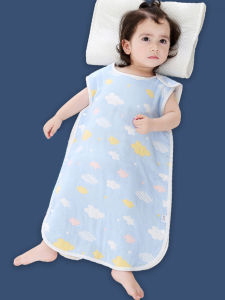 ชุดนอนแขนกุดแบบชิ้นเดียวผ้าสาลูแบบบางใส่ช่วงฤดูร้อนสำหรับเด็กเสื้อกล้ามห้องแอร์สำหรับทารกในฤดูใบไม้ผลิและฤดูใบไม้ร่วงผ้าห่มกันเตะสำหรับเด็ก