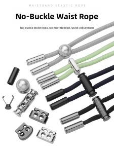 No-Tie Elastic Sports Pants Belt Rope Tighten Adjustable Waistband Cord for Sweatpants DIY Sewing Accessories Metal Buckle