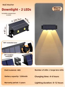 QIR | Solar Outdoor Lighting Yard Lamp Home Illumination Balcony Ambiance Wall Washer Light Garden Decoration