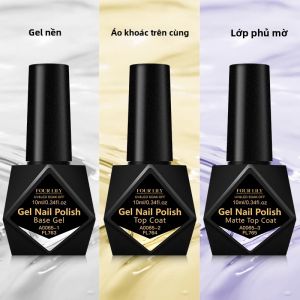 Bộ Gel Sơn Móng Tay FOUR LILY 10ml - Gel Base Gel Top Coat & Gel Top Coat Lì Sơn Móng Tay Bền Màu Tương Thích Với Đèn UV/LED Dùng Cho Chăm Sóc Móng Tay