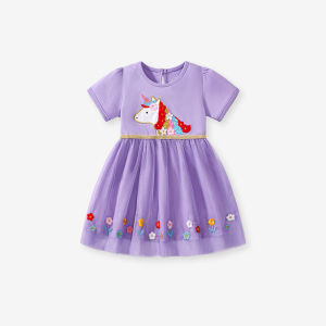 Cute Little Maven Cotton Gauze Childrens Dress Summer Short Sleeve Princess Skirt Cartoon Anime Style Girls Clothing