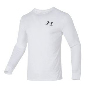 Áo Thun Nam Dài Tay Under Armour Áo Thun Cổ Tròn Màu Trắng Thoáng Khí Dành Cho Chạy Bộ Bóng Rổ Tập Luyện Cầu Lông 1329585-100