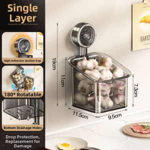 TANGJIXIONG | Wall-mounted No-drill Garlic Ginger Spring Onion Storage Box Organizer