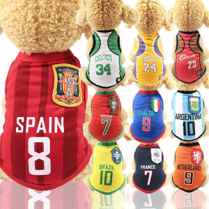 Small Medium Dog Jersey Soccer World Cup Vest Mesh Basketball Cat Clothes Digital Kobe Pet Shirt Polyester Casual Dog Clothes