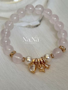 Natural Crystal Bracelet Womens Fashion Jewelry Attract Love Luck Charm Bracelet for Best Friend Gift Golden Powder Family