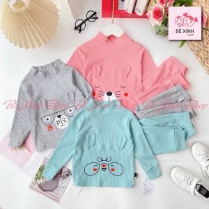 [Giảm Sốc] Bộ Quần Áo Thu Đông Dài Tay Cho Bé Trai Bé Gái Bộ Đồ Ngủ Thu Đông Cho Bé Cổ 3 Phân Gân Tăm 3P TAIGẤU Bé_Xinh_Shop