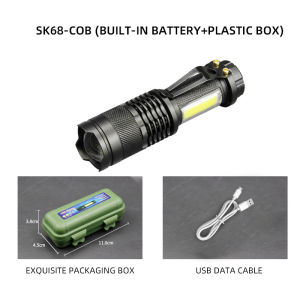 ESMARTER | Mini XPE COB Lamp Bead LED Flashlight Use Rechargeable Double Light Source Emergency Flashlight for Hiking Camping Fishing