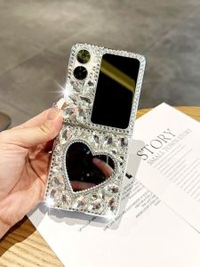 Oppo FindN2flip New Model FindN3flip Foldable Screen Protective Case Full Cover Anti-Fall Creative Beauty Mirror N2 Flip Luxury Crystal