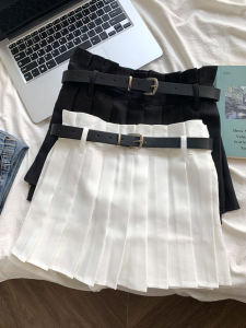 กระโปรงสั้นทรงเอเอวสูงสีขาวสำหรับผู้หญิงในช่วงฤดูร้อนปี 2023 กระโปรงสั้นทรงเอเข้ารูปอเนกประสงค์สำหรับผู้หญิงวัย 18-24 ปี