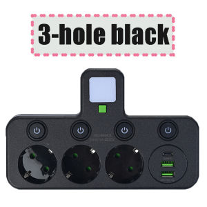 Wireless Wall Charger Socket with 3 AC Outlets +2 USB Ports+ 1 Type C 6-in-1 Plug Socket EU Plug Fast Charging power board