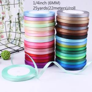 (25 Yards/Roll) 1/4 6mm Single Silk Satin Ribbon Wedding Party Decoration Gift Wrapping Christmas Sewing Fabric Hand DIY 22M