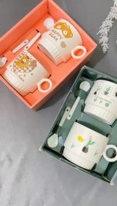 Paket 2in1 Souvenir Hampers Gelas Kado Ulang Tahun DOUBLE CACTUS 300ML Cangkir Keramik Box Ekslusif Mug Couple Hadiah Lucu Kado Ultah Cewek Gift Set Birthday Bingkisan Ulang Tahun Anak Kado Ulang Tahun Cewek souvenir Grosiran