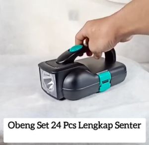 KCS - Senter LED & Tool Kit Set 24 pcs Alat Perkakas Bengkel