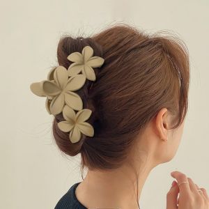 Hot-selling Frosted Three Flower Hair Clip Female Temperament Flower Hair Clip Back Head Shark Clip Hair Accessories