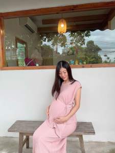 Minirin เซตเสื้อคลุมท้อง + กระโปรงคลุมท้อง ให้นมได้ พร้อมผ้าคลุมให้นมในตัว M61 Mira set (กระโปรงมีซับใน)พร้อมกระเป๋าหลัง