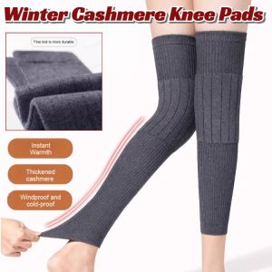 Extended Warm Cashmere Knee Pads Thermal Old Cold Legs Knee Support Cold-Proof Leg Pad Joint Protection Non-Slip Wool Knee Brace Pads