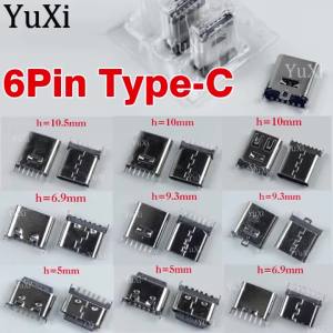 Bộ 5 Cổng Kết Nối USB Type-C 6Pin 180 Độ Nữ Ổ Cắm Dọc Cắm Sạc 5 Mm Thẳng 6.9/9.3/10.5 Mm Jack