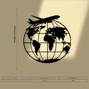 CIFbuy | CIFBUY Vintage World Map Metal Wall Art Powder-Coated Aviation Decor Globe with Continent Outlines Pilot Gift for Living Room