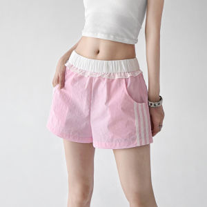 MUYUZI | Loose High-Waist Womens Sports Shorts with Stripes