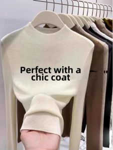 Fashionable Elegant Fall French Design Half-Turtleneck Sleeve Long Sweater