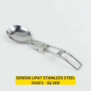 Sendok Garpu Lipat Portable Stainless Steel Foldable Spoon Fork Travel