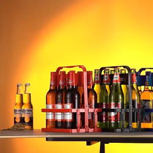 Beer Bottle Carrier Folding Drink Basket Portable Holder Handle PP Plastic KTV BBQ Picnic Camping Party Bar Beverage