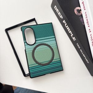 Carbon Fiber Texture PU Leather Magnetic Phone Case For Samsung Galaxy Z Fold 8 Ultra 7 6 5 4 3 Shockproof Hard Plastic Cover