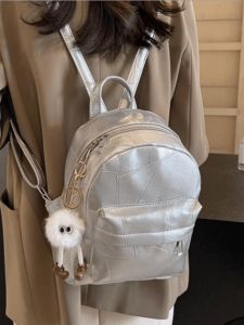 แฟชั่นมินิกระเป๋าสะพายคู่สีเงินสําหรับผู้หญิง 2024 กระเป๋าเดินทางเกาหลีสไตล์ใหม่สบายๆกันน้ําการออกแบบสีที่บริสุทธิ์