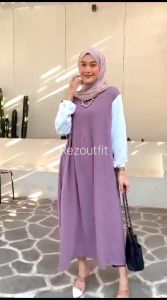 Daster Crinkle Fathia / Daster crinkle kombinasi Ld 120 / Dress Fashionable 2 tone