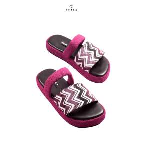 Sandal Platform Wanita terbaru CHILA ID Daisy Black Magenta