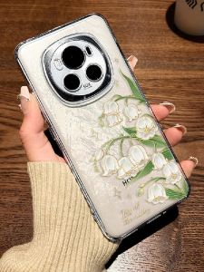 French Elegant Orchid Anti-Fall Phone Case Full Cover Lens Protection Soft Silicone  Clear Design for Honor Magic8/7 6 5 pro Womens High-End Version