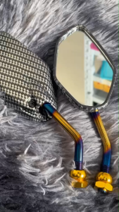 กระจก ขาสั้น เคฟล่า กระจก กระจกแต่ง สำหรับมอเตอร์ไซค์ HONDA ทุกรุ่น ทรงN MAX อย่างดี(xx59)