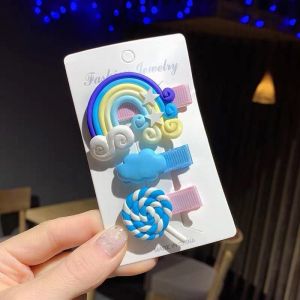 F711 (3PCS) Jepitan Rambut Rainbow Clay / Aksesoris Rambut Pelangi Anak / Kado Ultah Lucu