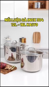 [HCM] Nồi luộc gà Nồi inox 304 đáy từ nguyên khối 28cm 30cm Kaiyo vung kính chịu lực