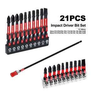 Geinxurn 12 Inches Impact Screwdriver Bit HoldersMagnetic Extension Quick-Change Socket Drill Bit Holder with Screwdriver Bits