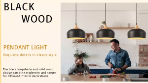 Drop Light Black Pendant Lights with Big Metal Dome Shade Hanging Light for Dining Room Hallway Bar