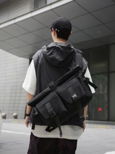 Japanese Trendy Cycling Work Clothing Crossbody Bag Men Functional Shoulder Messenger Bag Travel Waterproof Large Capacity Computer Bag