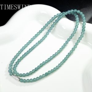 TIMESWIND Original A-Type Jade Natural Small Beads Women Blue Water Necklace / Multi-layer Bracelet Fashion Jewelry with Certificate