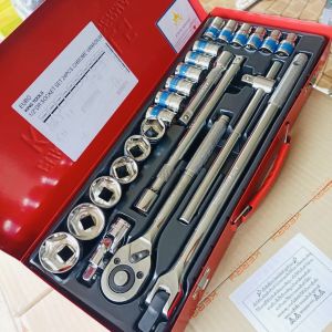 Euro King tools บล็อกชุด 1/2 (4หุน) มาตรฐานเยอรมัน 24 ชิ้น กล่องบรรจุเป็นเหล็กอย่างดี แข็งแรง ทนทาน มีหูหิ้ว ใช้งานสะดวก