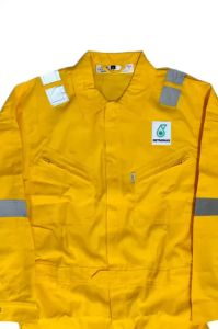 Safety Coverall | Yellow Shamarr Preshrunk Cotton 230gsm Coverall with Petronas Logo Patch | HIGH QUALITY | SIRIM