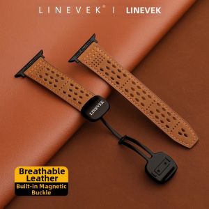 l inevek | Genuine Crazy Horse Leather Magnetic Premium Breathable Watch Band